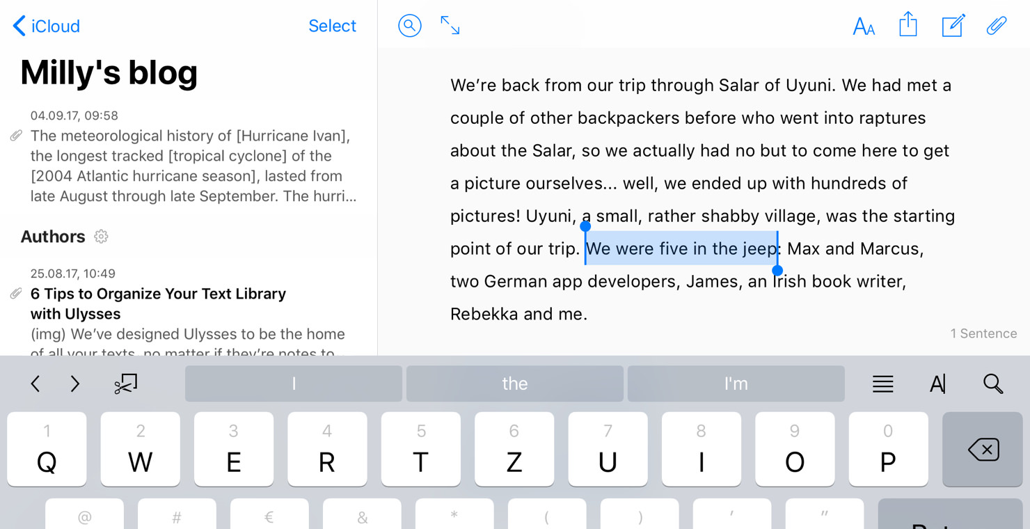 iPad Multi-Pane Editing